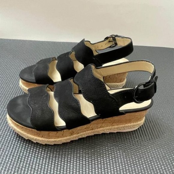 Marc Fisher Shoes - Marc Fisher Black Espadrille Sandal Wedges Size 6.5